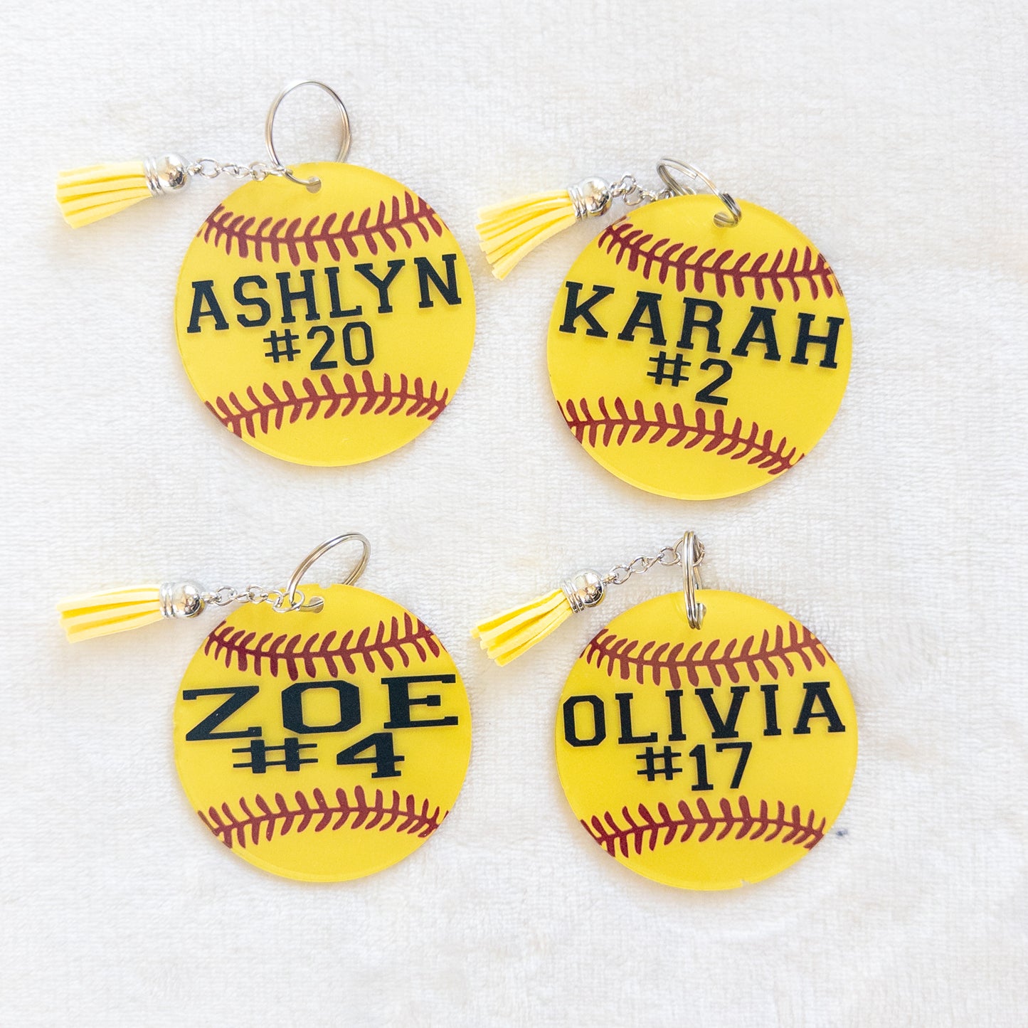 Personalized Softball Name Keychain for Backpacks, Sports Bags, Luggage