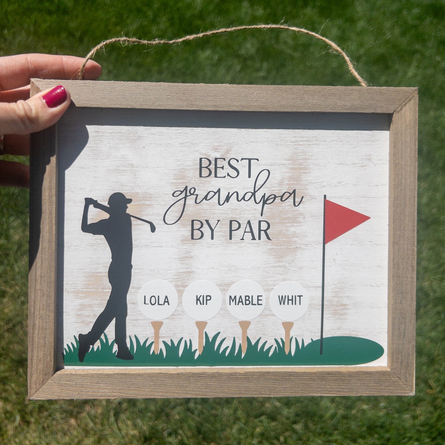 Personalized Best Grandpa Dad Papa by Par Golf Wood Sign