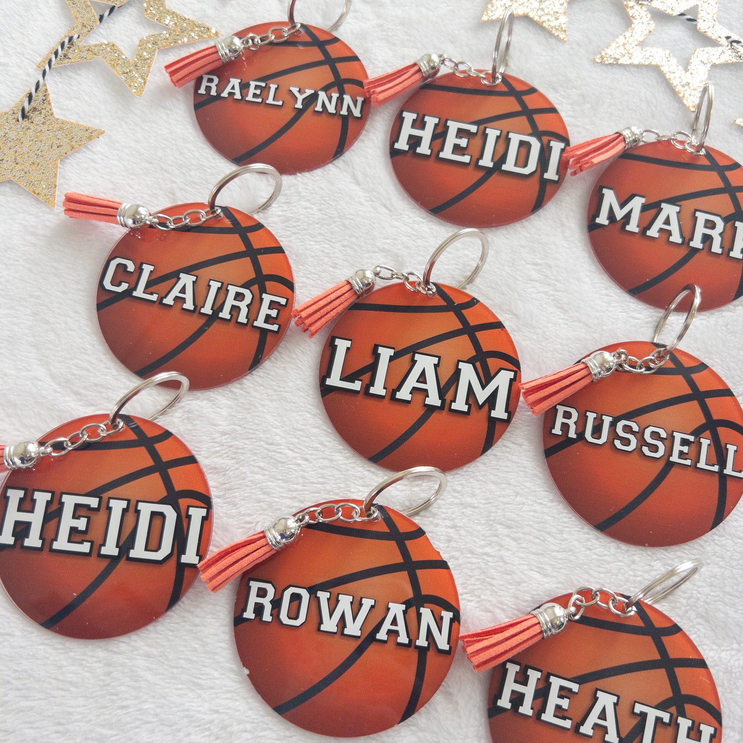 Personalized Basketball Name Keychain for Backpacks, Sports Bags, Luggage