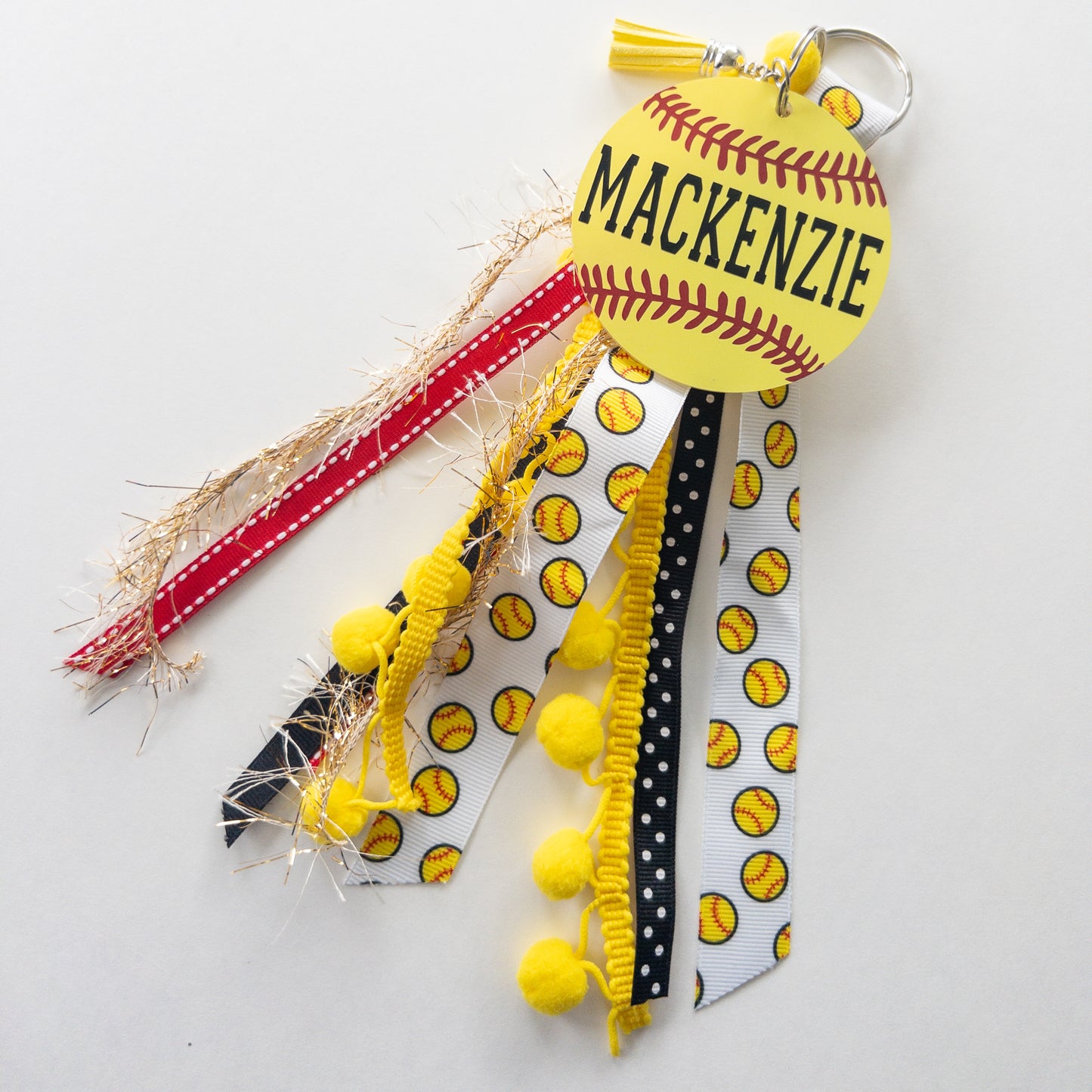 Personalized Softball Name Keychain for Backpacks, Sports Bags, Luggage