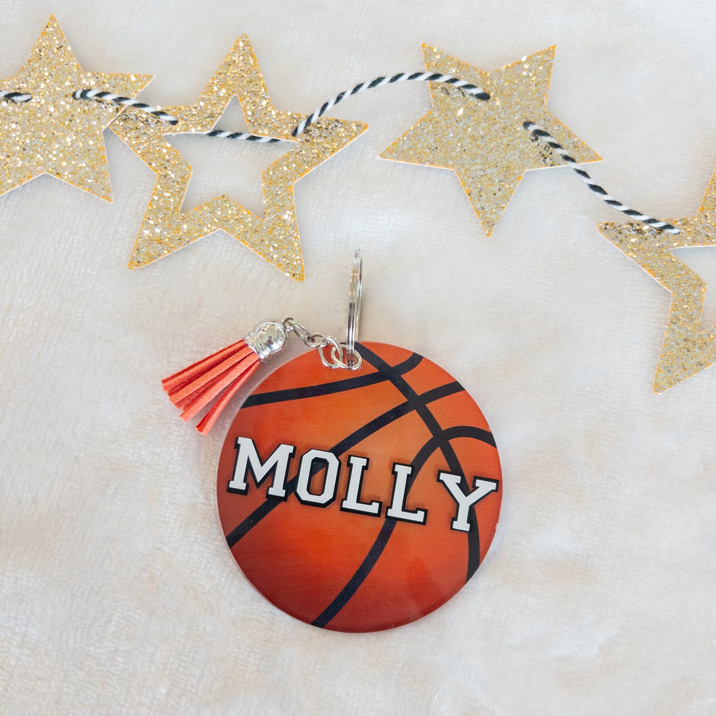 Personalized Basketball Name Keychain for Backpacks, Sports Bags, Luggage