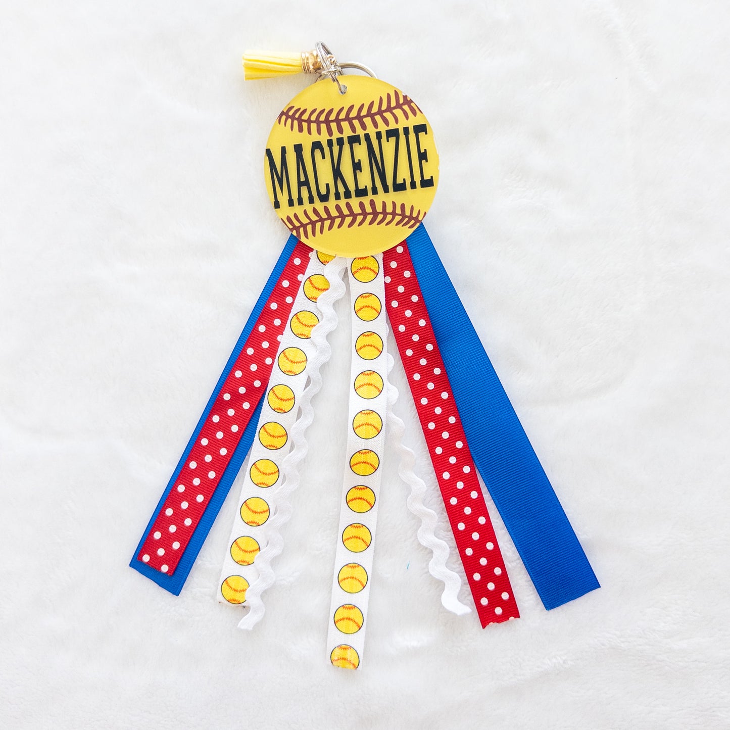 Personalized Softball Name Keychain for Backpacks, Sports Bags, Luggage