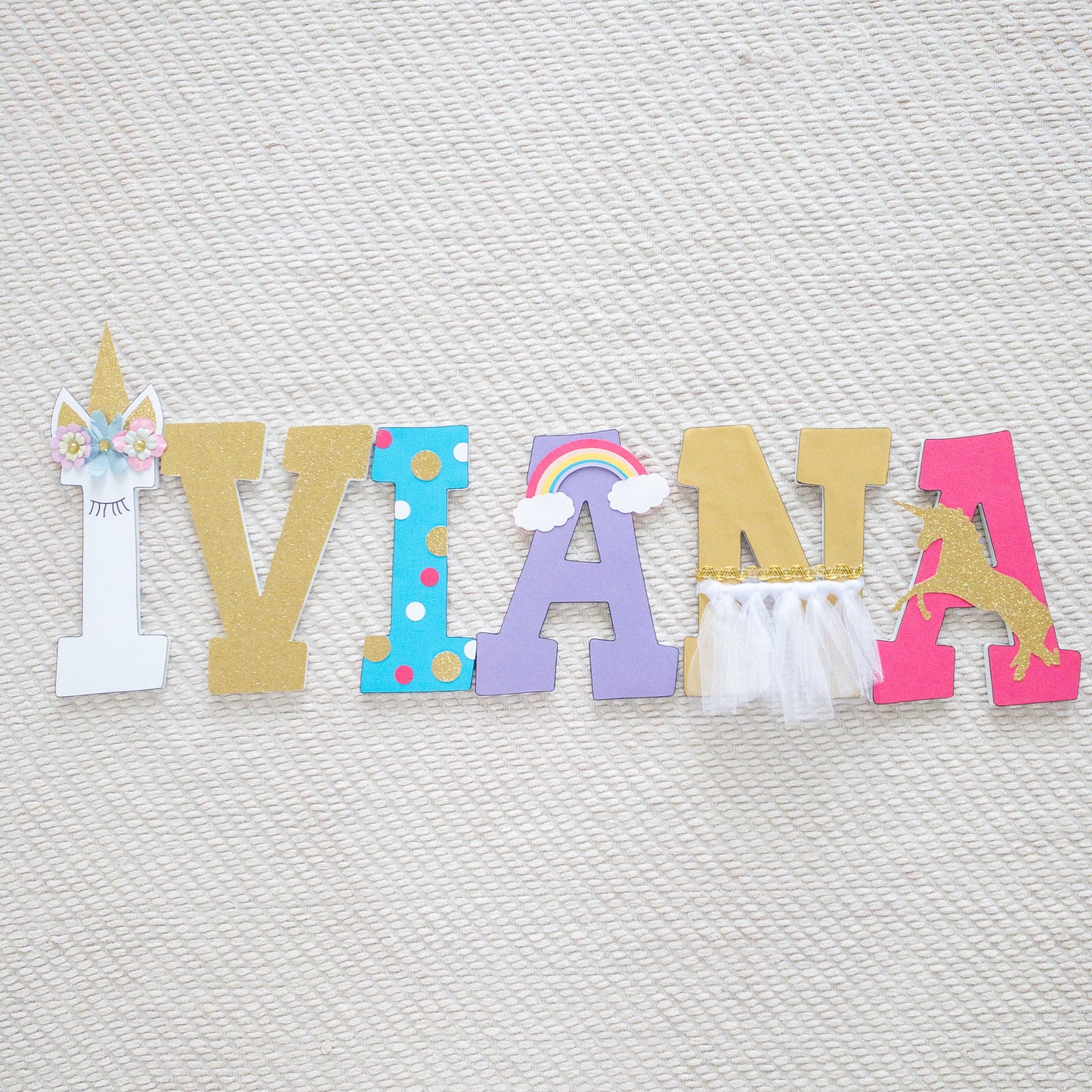 Unicorn Princess Rainbow Custom Wood Letters