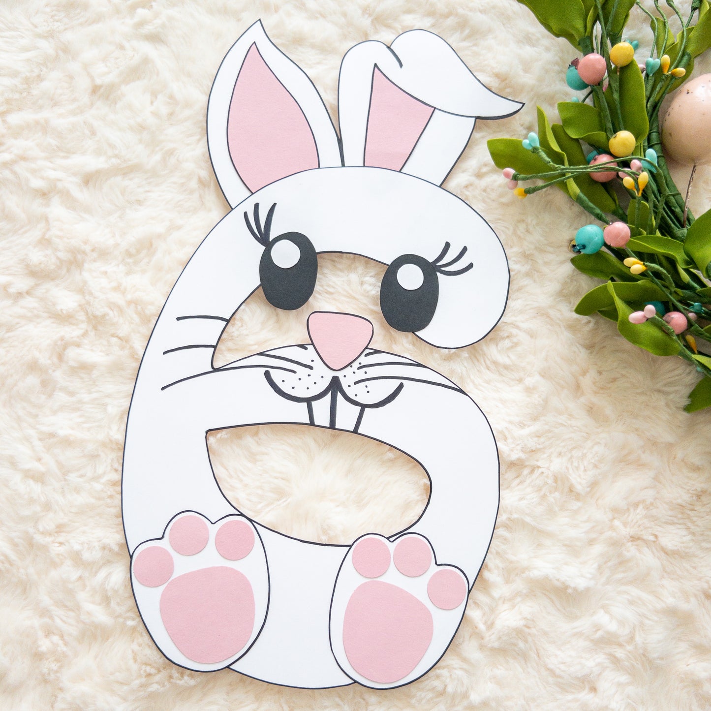 A number 6 shaped like a bunny to capture baby’s first year 