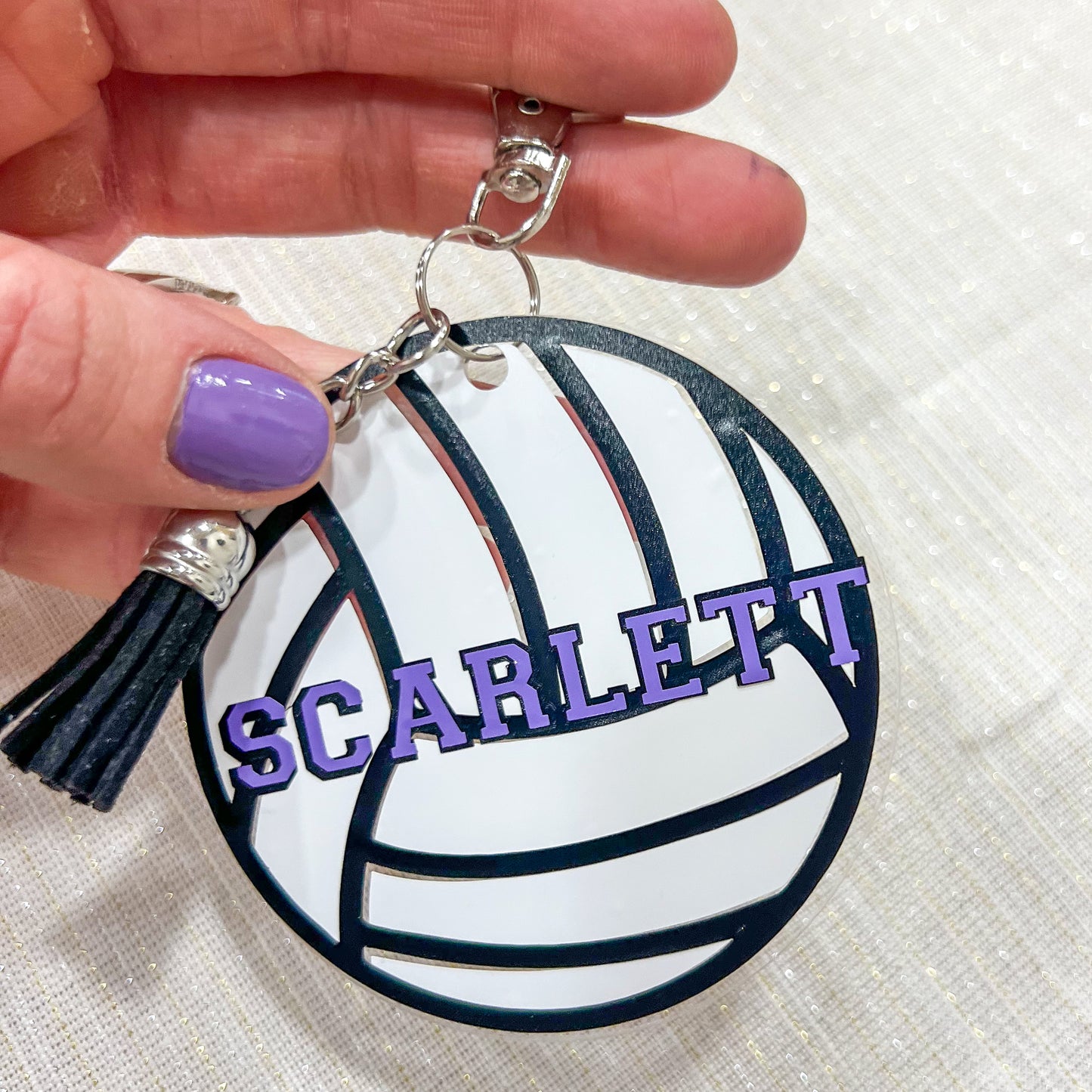 Personalized Volleyball Name Keychain for Backpacks, Sports Bags, Luggage