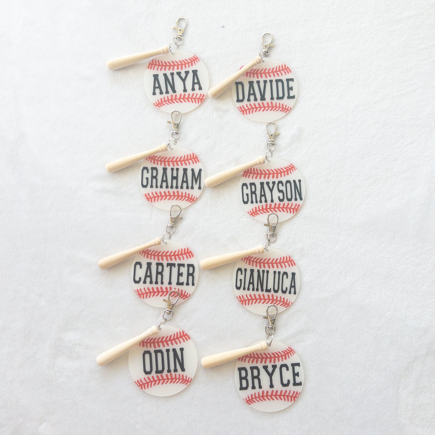 Personalized Baseball Name Keychain for Backpacks, Sports Bags, Luggage