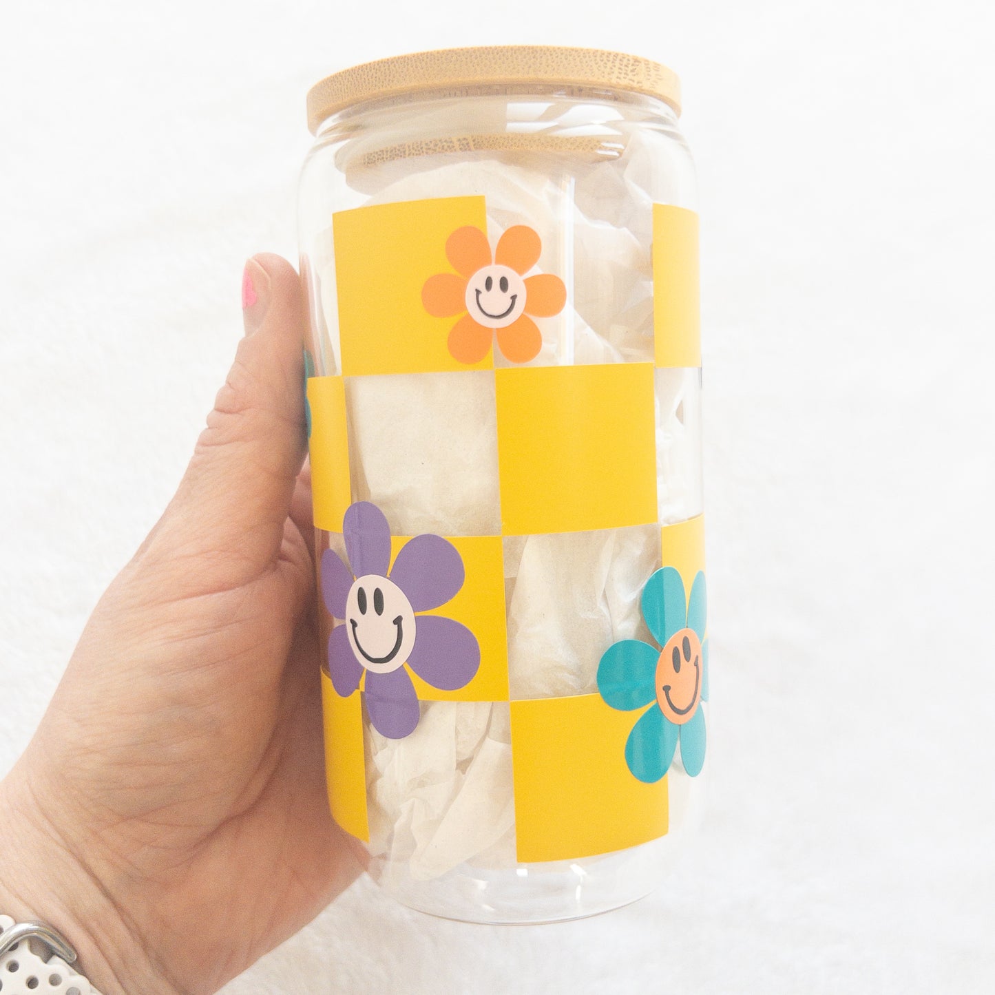 Glass Cup, Beer Can Glass with Lid & Straw, 16oz Glass Tumbler, Custom Tumbler