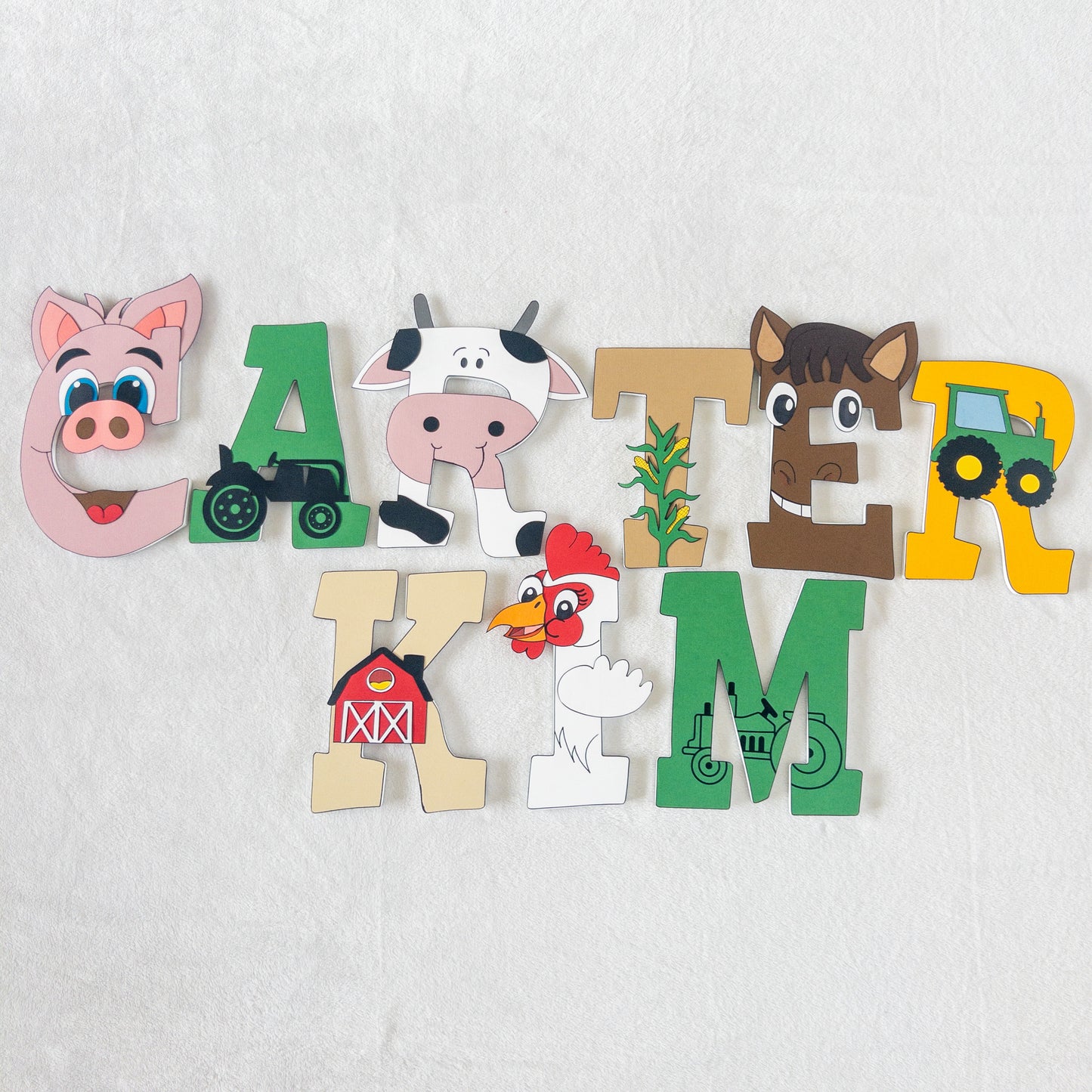 Farmer Tractor Animals Custom Wood Letters