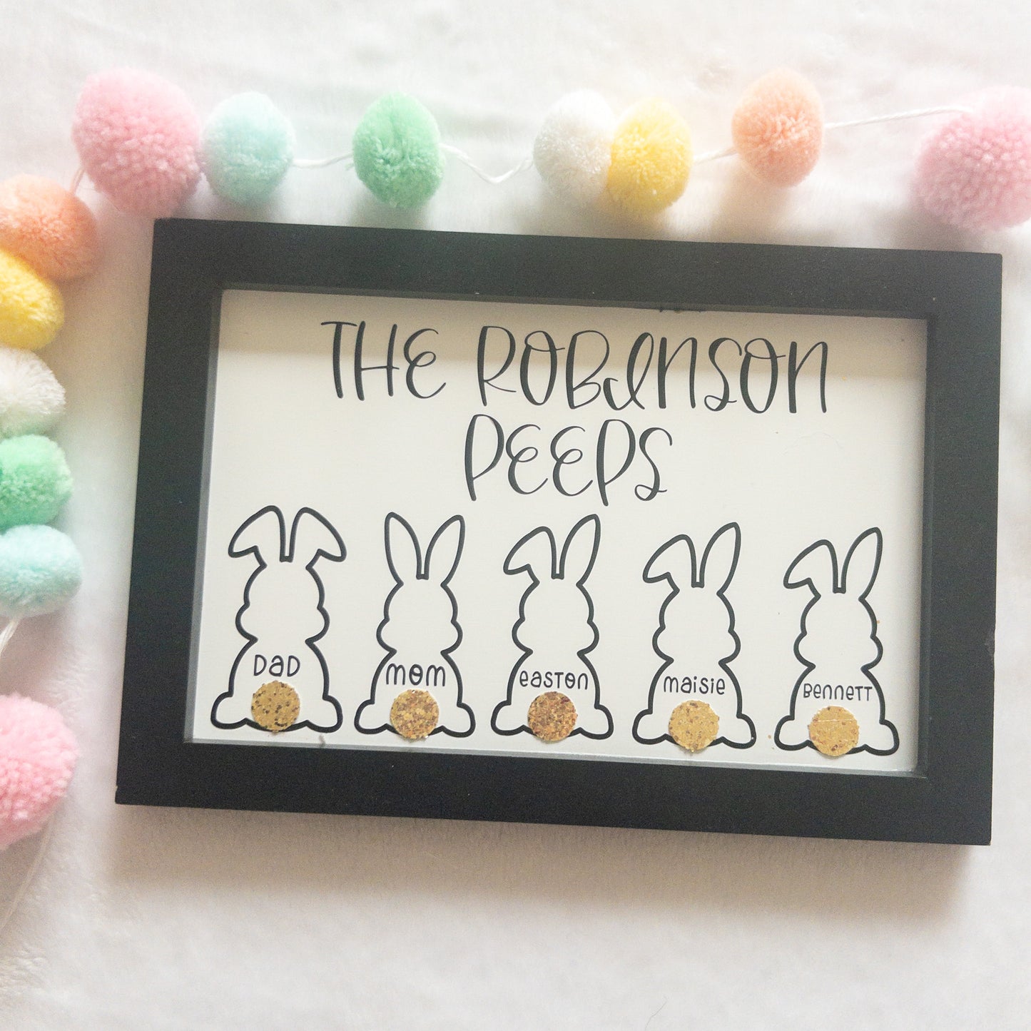 Personalized Family Peeps Easter Wood Sign