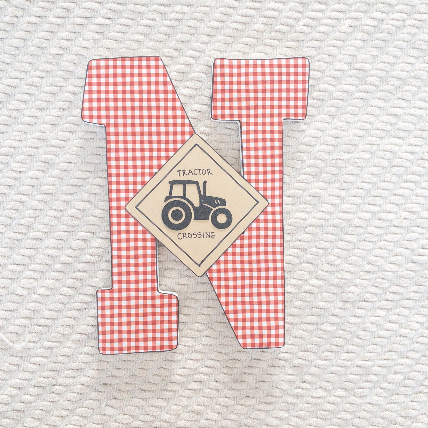 Red Tractor Cow Print Farmer Custom Wood Letters