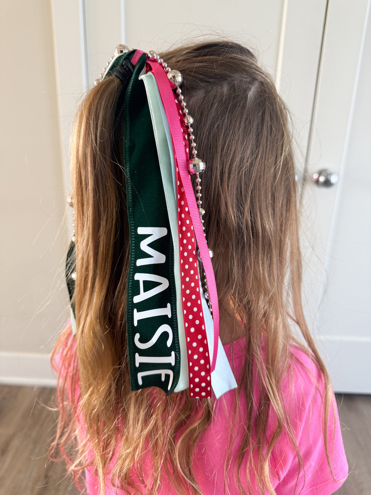 Personalized Christmas Ponytail Ribbon Streamer