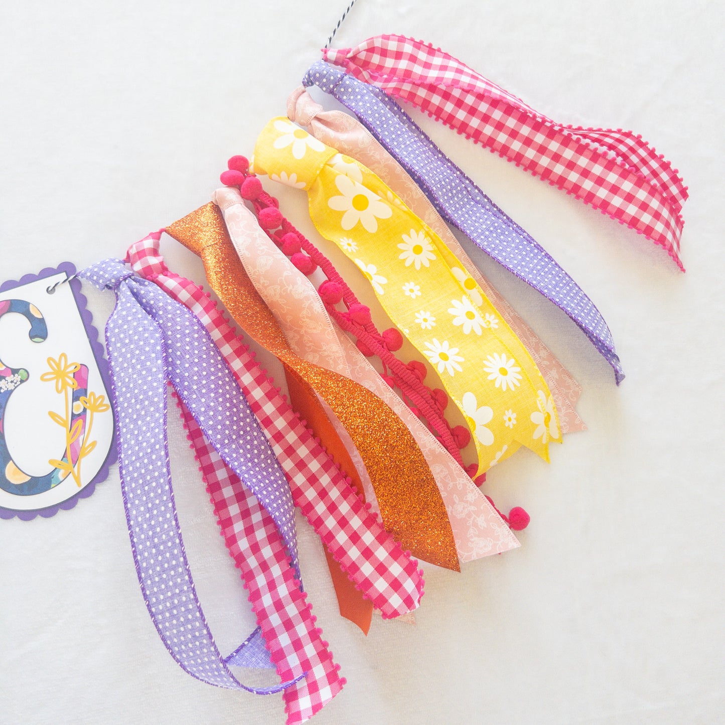 Wildflower Themed Highchair Birthday Banner Garland