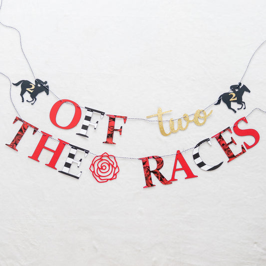 Off Two the Races Custom Happy Birthday Banner