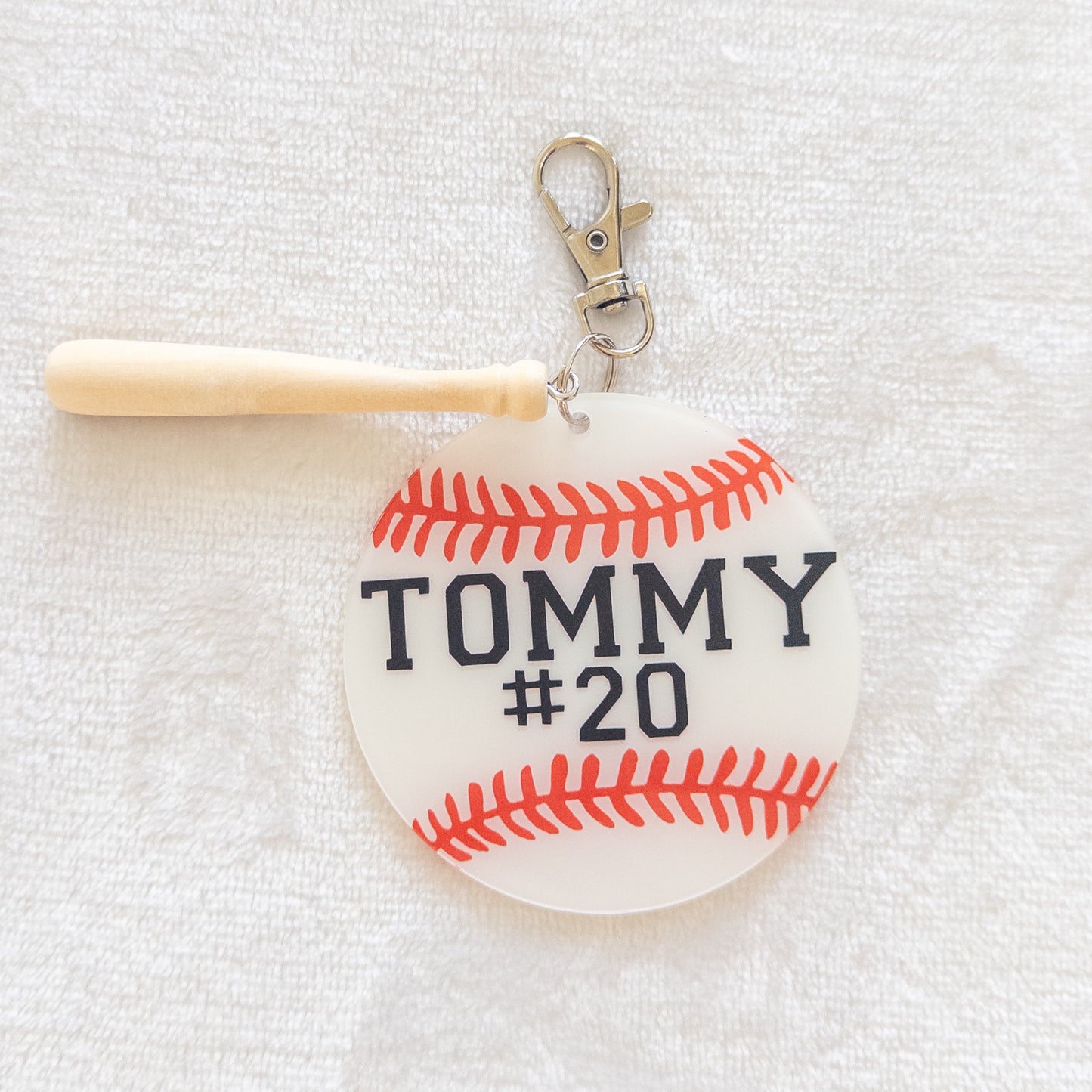 Personalized Baseball Name Keychain for Backpacks, Sports Bags, Luggage