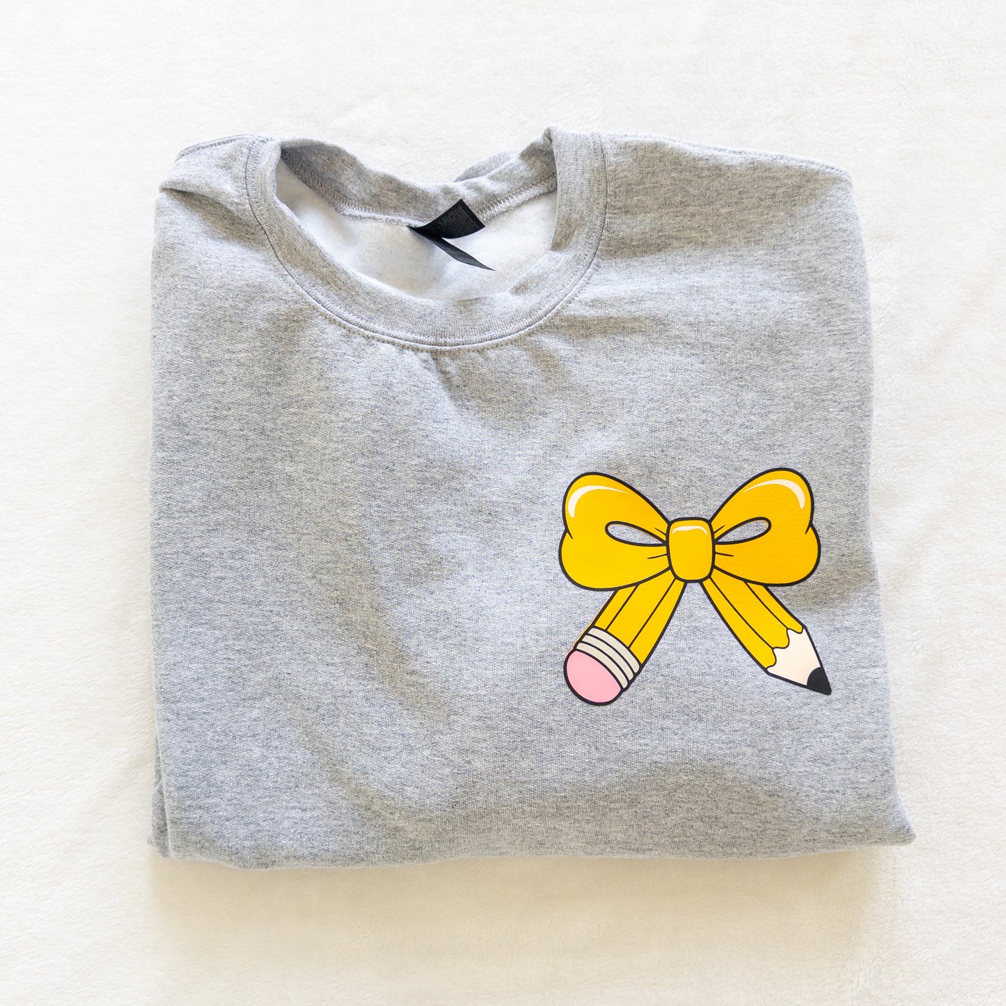 Custom Teacher Sweatshirt – Pencil Bow Design