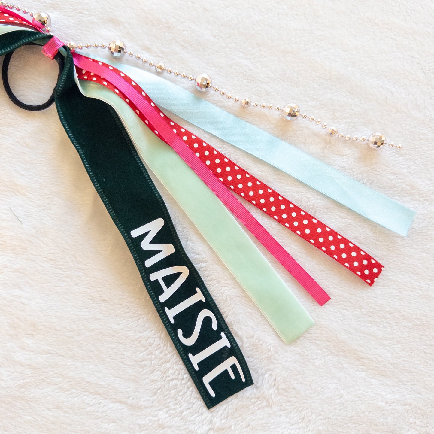 Personalized Christmas Ponytail Ribbon Streamer