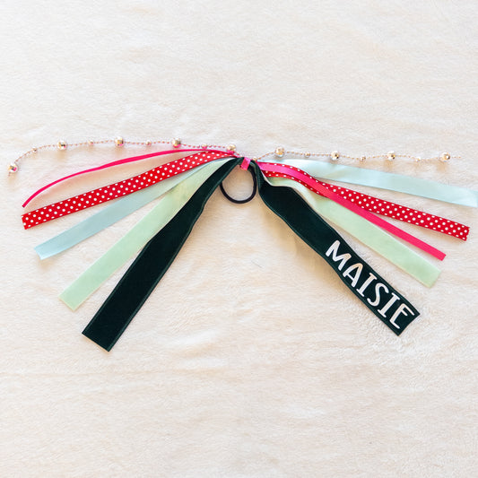 Personalized Christmas Ponytail Ribbon Streamer