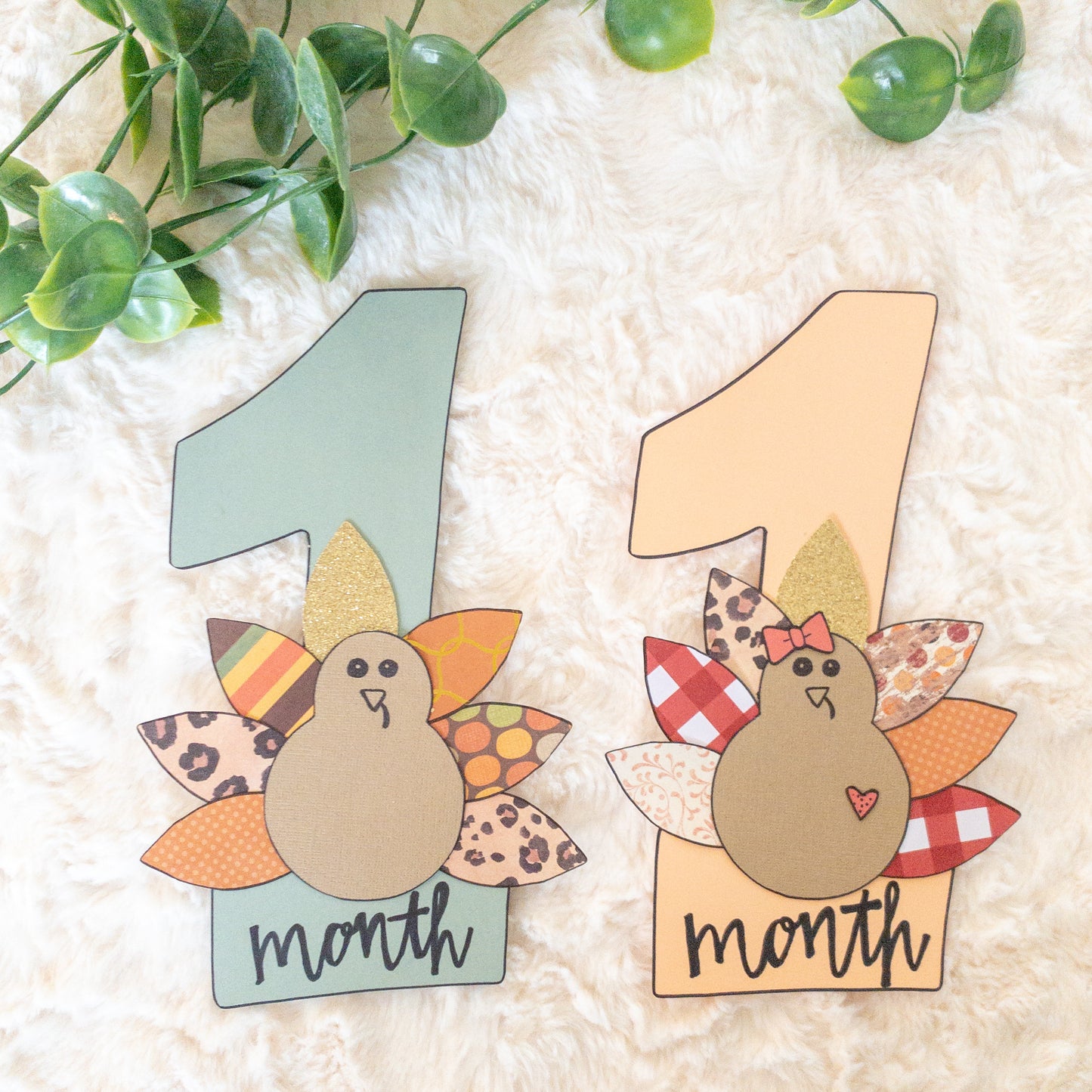 1 month milestone numbers thanksgiving themed
