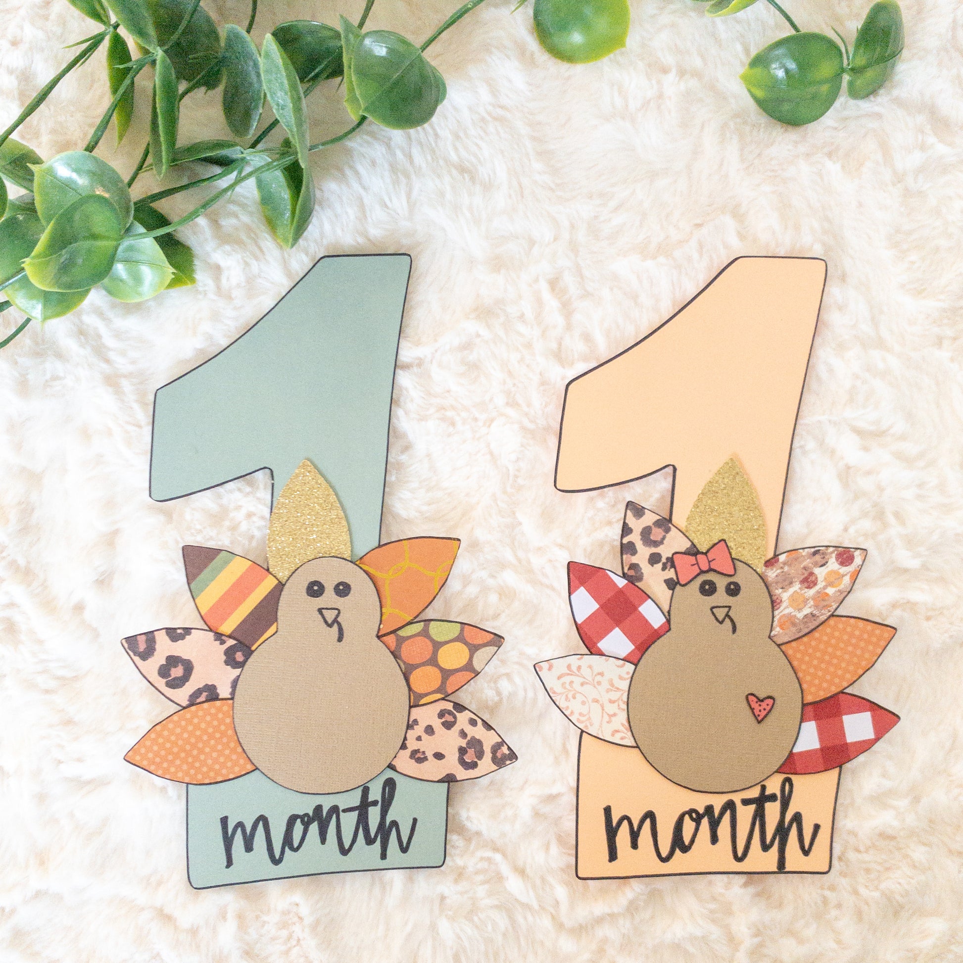 1 month milestone numbers thanksgiving themed